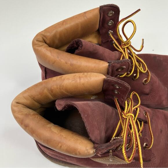 Timberland Men's Waterproof Burgundy Tan Leather Boots Primaloft Size 10.5M - Picture 8 of 15